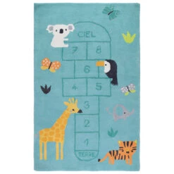 Tapis De Chambre Tufté Imprimé Marelle Et Animaux