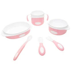 Set Repas Avec Couverts En Silicone Mix'N'Match - Rose
